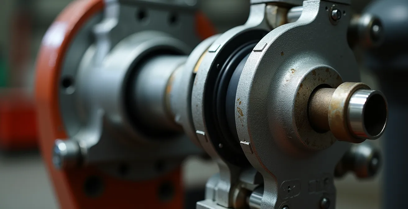 Détail macro d'un cylindre de frein pneumatique de camion