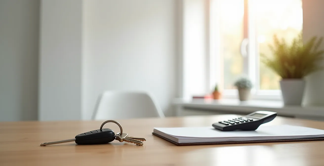 Documents administratifs disposés sur une table épurée